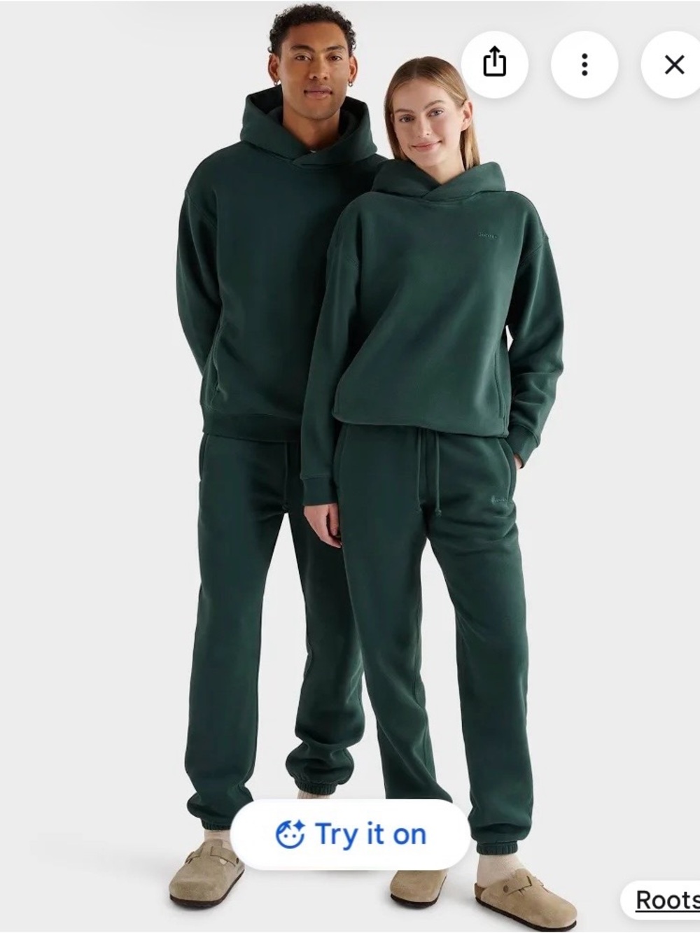Roots Cloud One Dark Green Cotton Sweatpants, Sz XXS